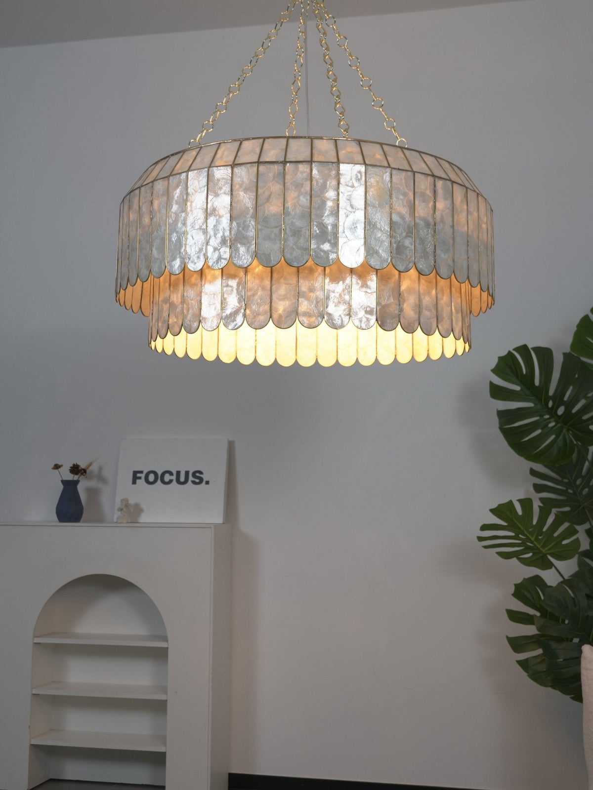 Capiz Aurelia Chandelier – Natural Shell Pendant Light for Dining & Living Spaces