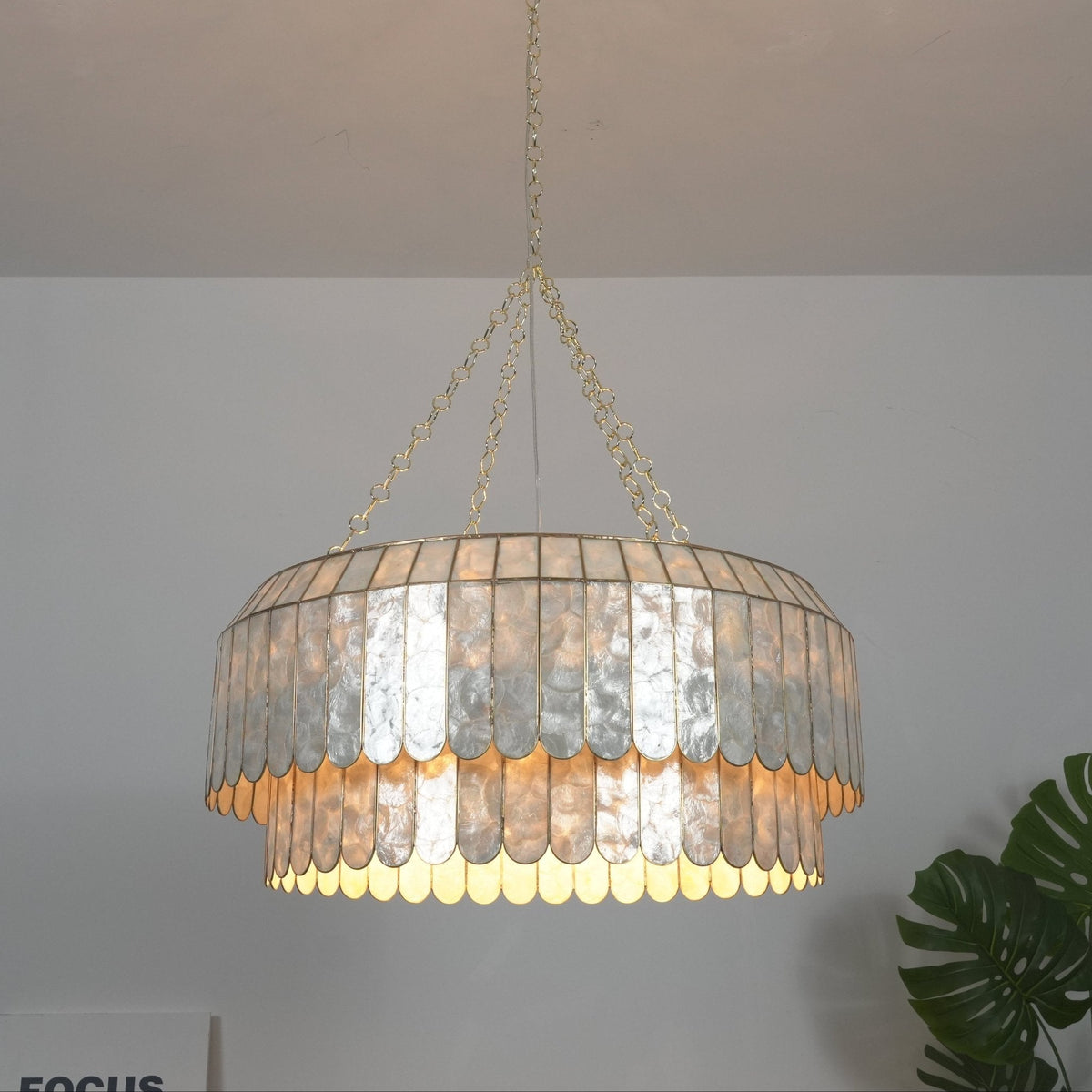 Capiz Aurelia Chandelier – Natural Shell Pendant Light for Dining & Living Spaces