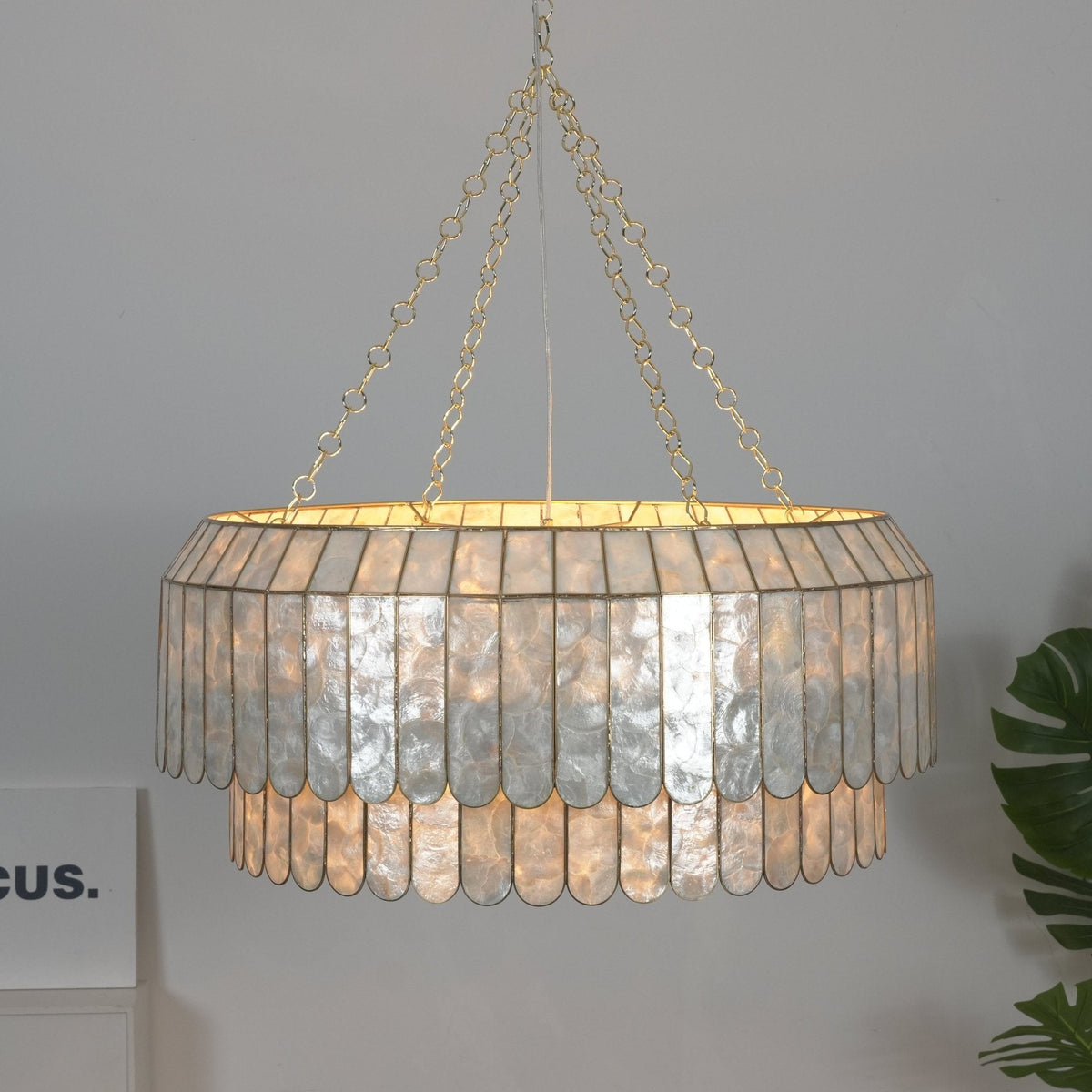 Capiz Aurelia Chandelier – Natural Shell Pendant Light for Dining & Living Spaces