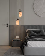Capsule Alabaster Pendant Light in Bronze with Integrated LED