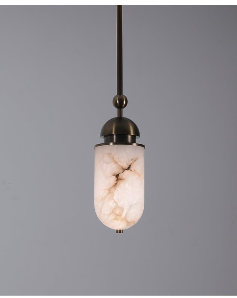 Capsule Alabaster Pendant Light in Bronze with Integrated LED