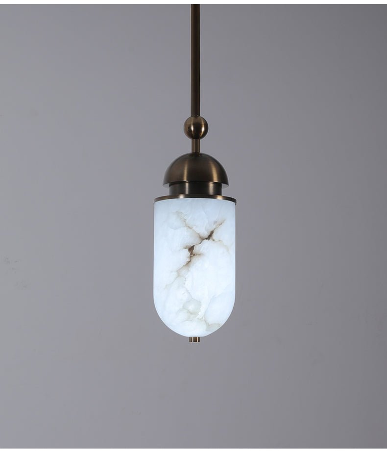 Capsule Alabaster Pendant Light in Bronze with Integrated LED