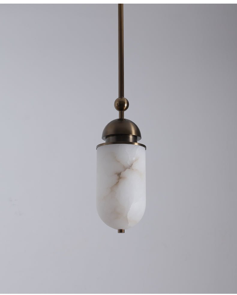 Capsule Alabaster Pendant Light in Bronze with Integrated LED