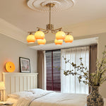 Caramel Glass Globe Chandelier in Gold for Dining Room and Living Room