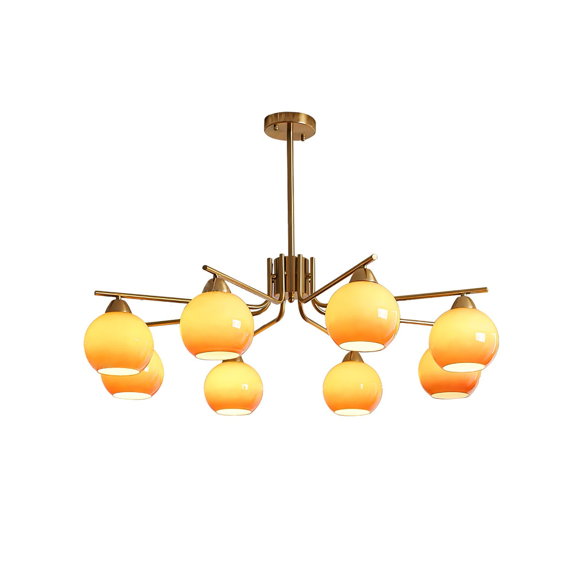 Caramel Glass Globe Chandelier in Gold for Dining Room and Living Room
