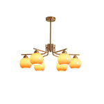 Caramel Glass Globe Chandelier in Gold for Dining Room and Living Room