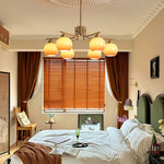 Caramel Glass Globe Chandelier in Gold for Dining Room and Living Room