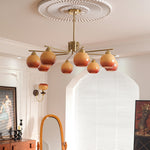 Caramel Glass Globe Chandelier in Gold for Dining Room and Living Room