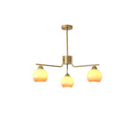 Caramel Glass Globe Chandelier in Gold for Dining Room and Living Room