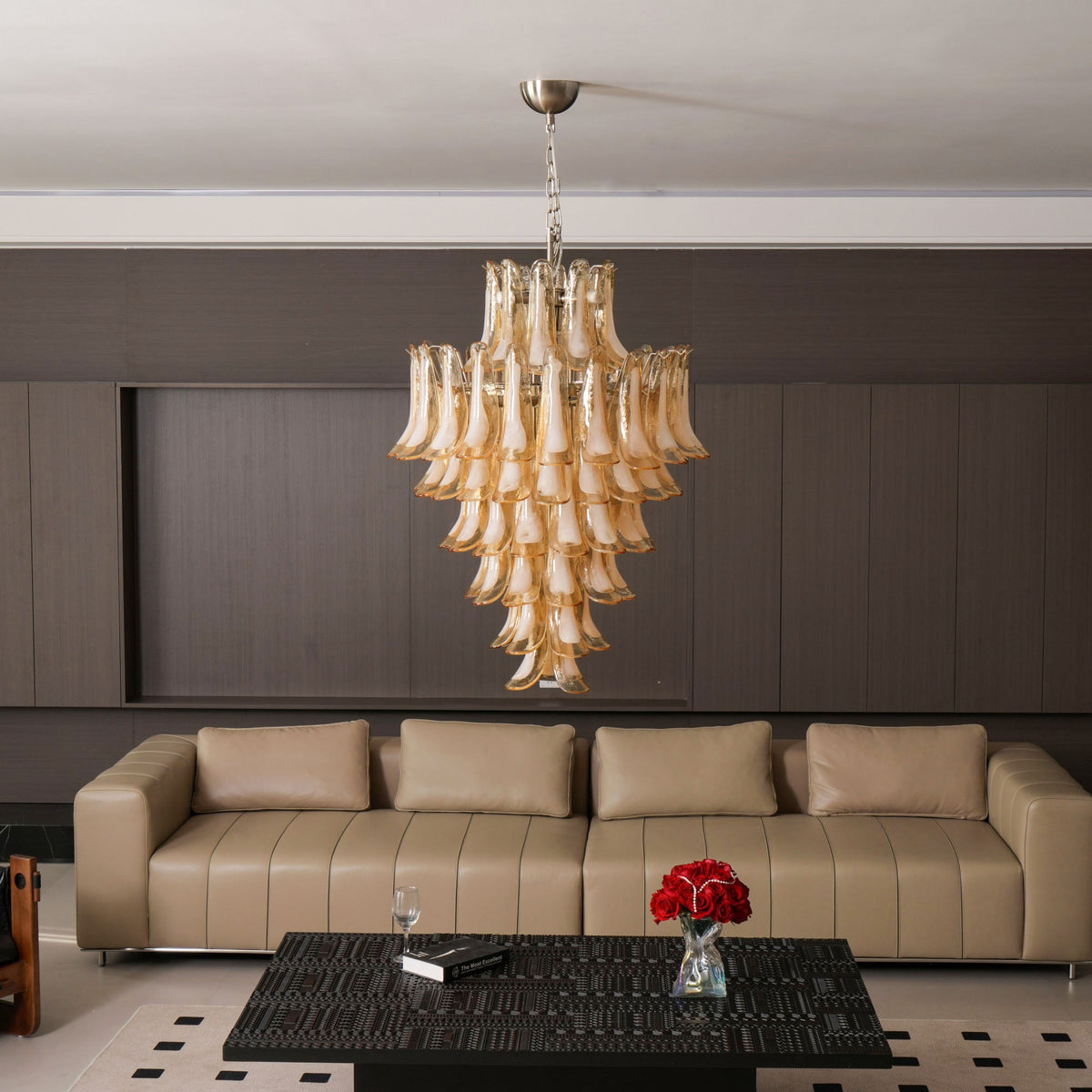 Amber Cloud Glass Petal Chandelier – Modern Designer Hanging Light