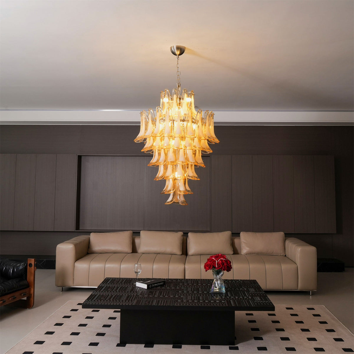 Amber Cloud Glass Petal Chandelier – Modern Designer Hanging Light