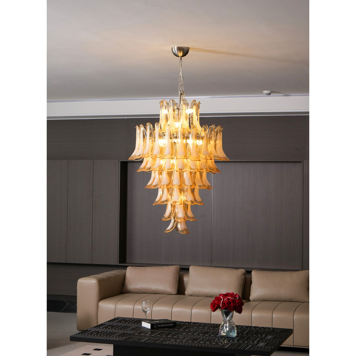 Amber Cloud Glass Petal Chandelier – Modern Designer Hanging Light