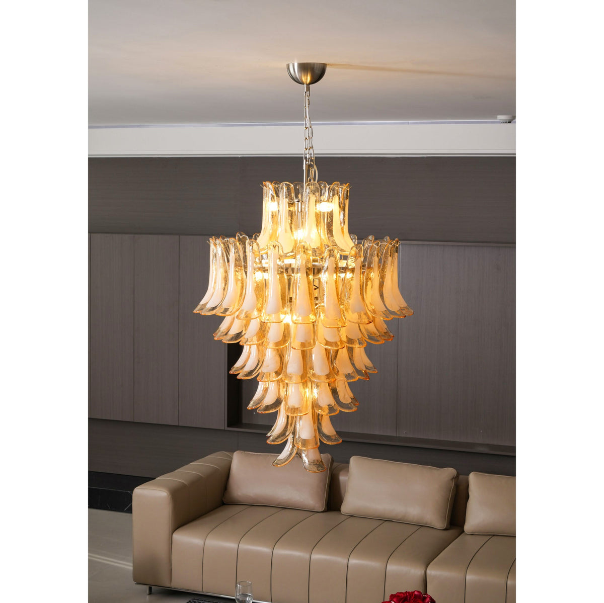 Amber Cloud Glass Petal Chandelier – Modern Designer Hanging Light