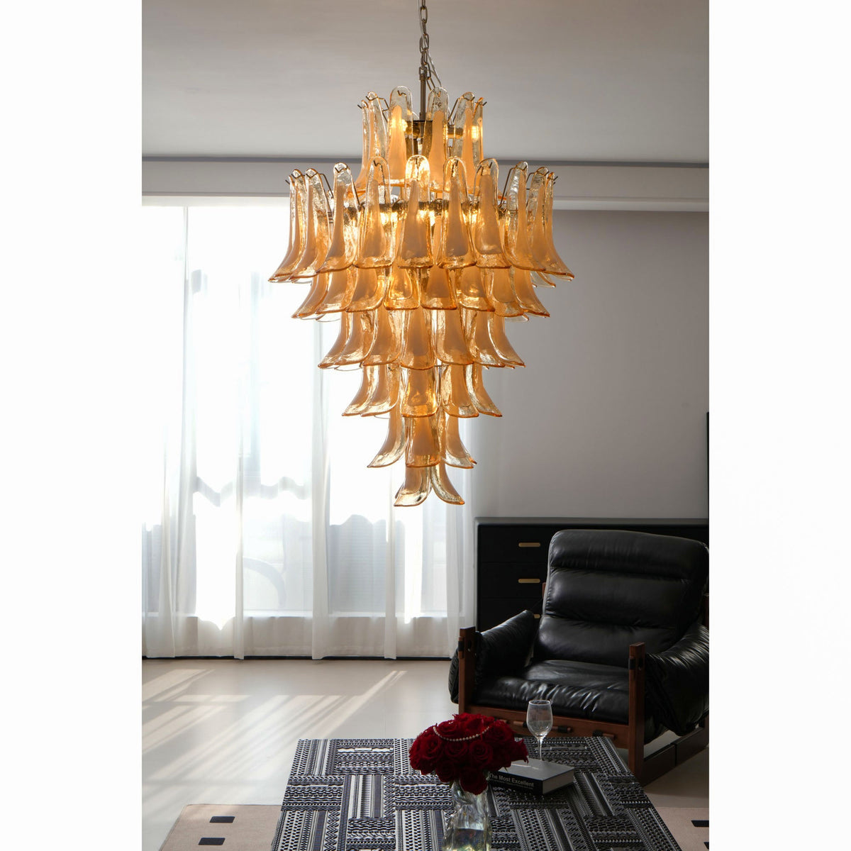 Amber Cloud Glass Petal Chandelier – Modern Designer Hanging Light