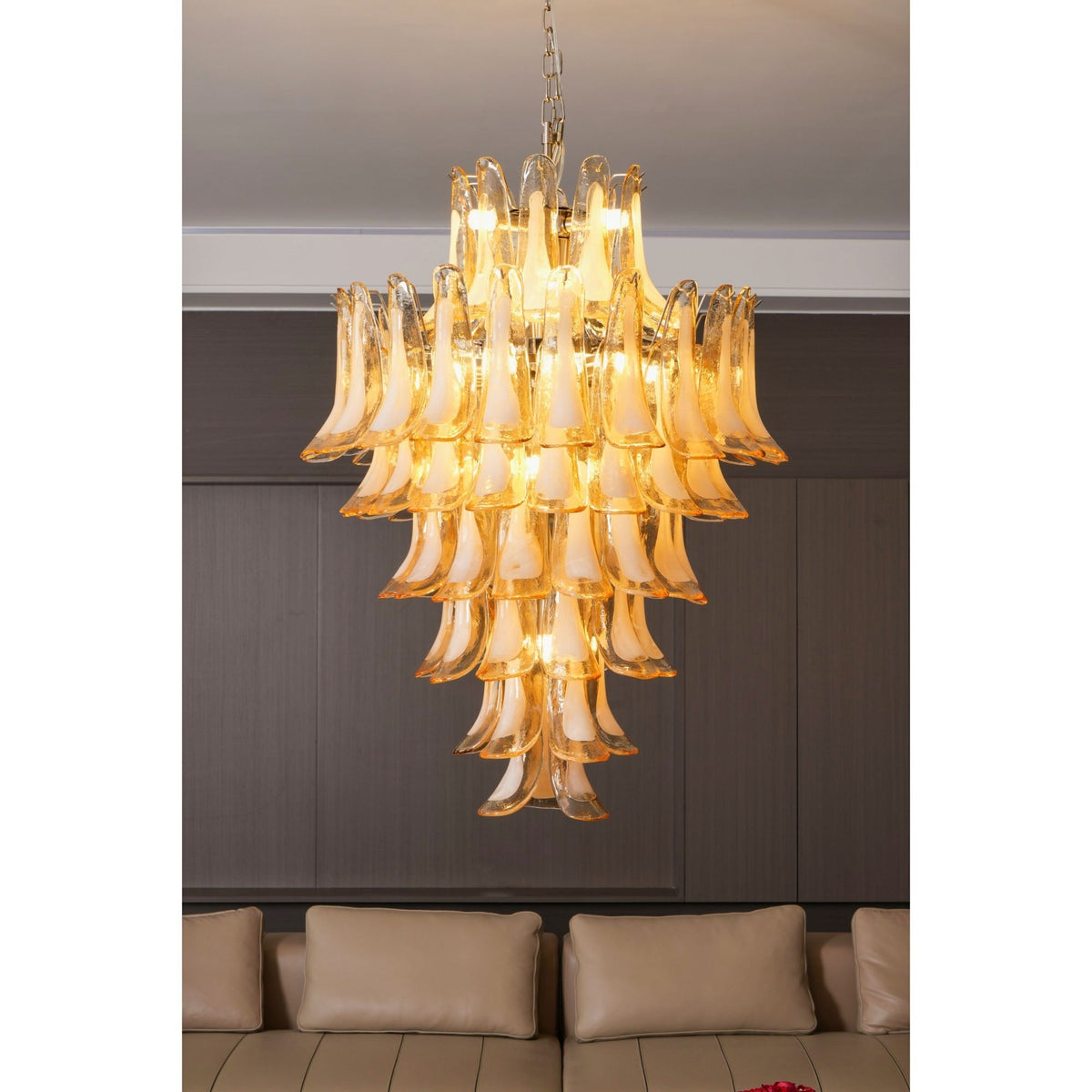 Amber Cloud Glass Petal Chandelier – Modern Designer Hanging Light