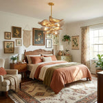 Cardiff Modern Glass Chandelier with Gold Leaf Finish for Dining Room and Living Room