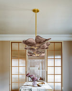 Cardiff Modern Glass Chandelier with Gold Leaf Finish for Dining Room and Living Room