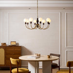 Carmina Orbital Chandelier – Modern Glass and Wood Designer Ceiling Light