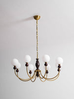 Carmina Orbital Chandelier – Modern Glass and Wood Designer Ceiling Light
