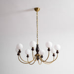 Carmina Orbital Chandelier – Modern Glass and Wood Designer Ceiling Light