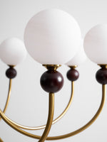 Carmina Orbital Chandelier – Modern Glass and Wood Designer Ceiling Light