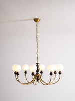 Carmina Orbital Chandelier – Modern Glass and Wood Designer Ceiling Light