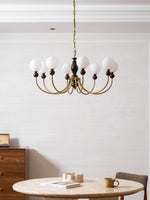 Carmina Orbital Chandelier – Modern Glass and Wood Designer Ceiling Light