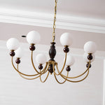 Carmina Orbital Chandelier – Modern Glass and Wood Designer Ceiling Light
