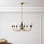 Carmina Orbital Chandelier – Modern Glass and Wood Designer Ceiling Light