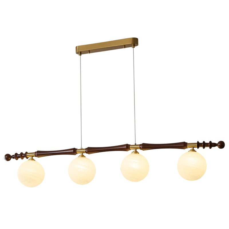 Carmina Orbital Chandelier – Modern Glass and Wood Designer Ceiling Light