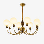 Carmina Orbital Chandelier – Modern Glass and Wood Designer Ceiling Light