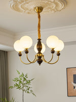 Carmina Orbital Chandelier – Modern Glass and Wood Designer Ceiling Light