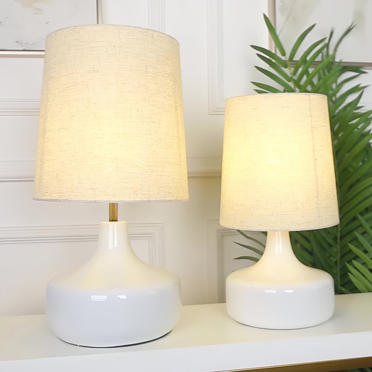 Caroline Ceramic Table Lamp – Sculptural Bedside Lighting in Cream or Grey-Green