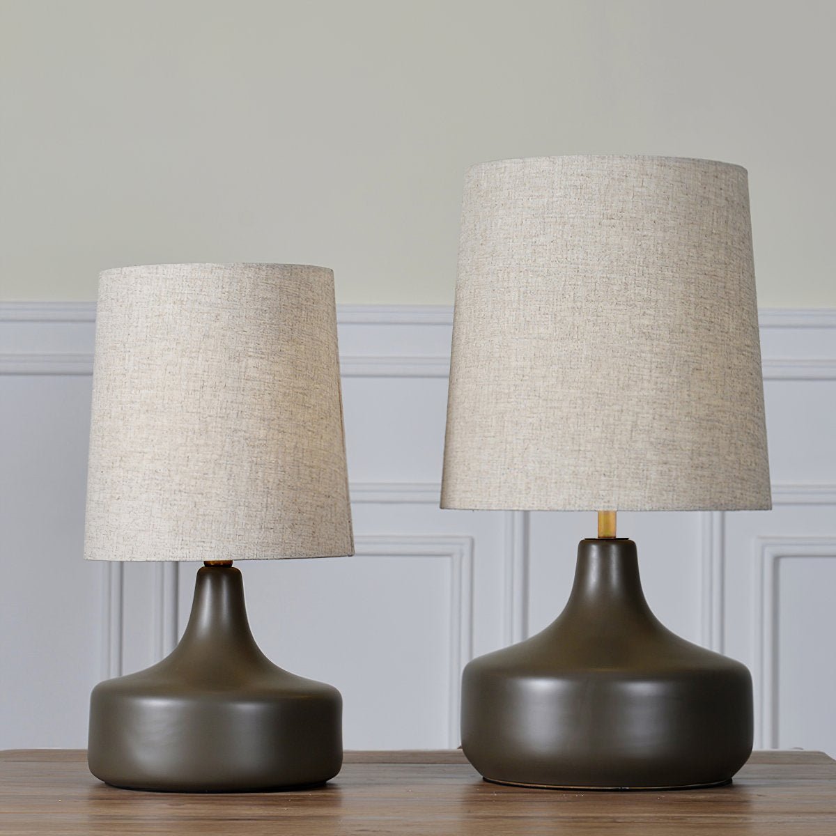 Caroline Ceramic Table Lamp – Sculptural Bedside Lighting in Cream or Grey-Green