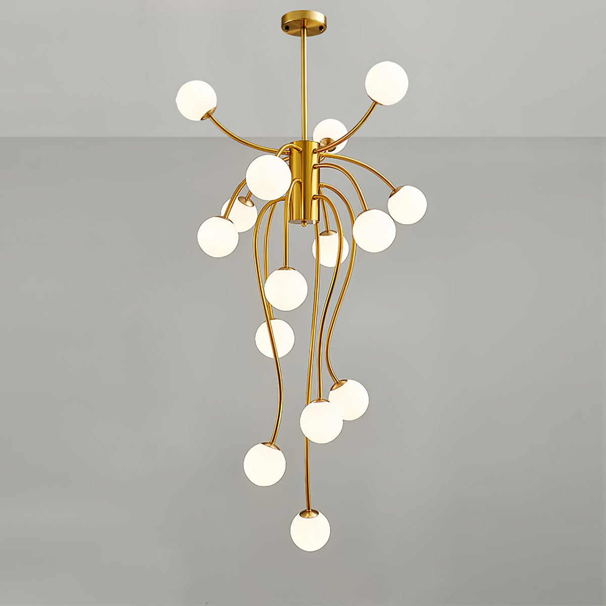 Caroline Modern Glass Chandelier with Gold or Black Metal Frame