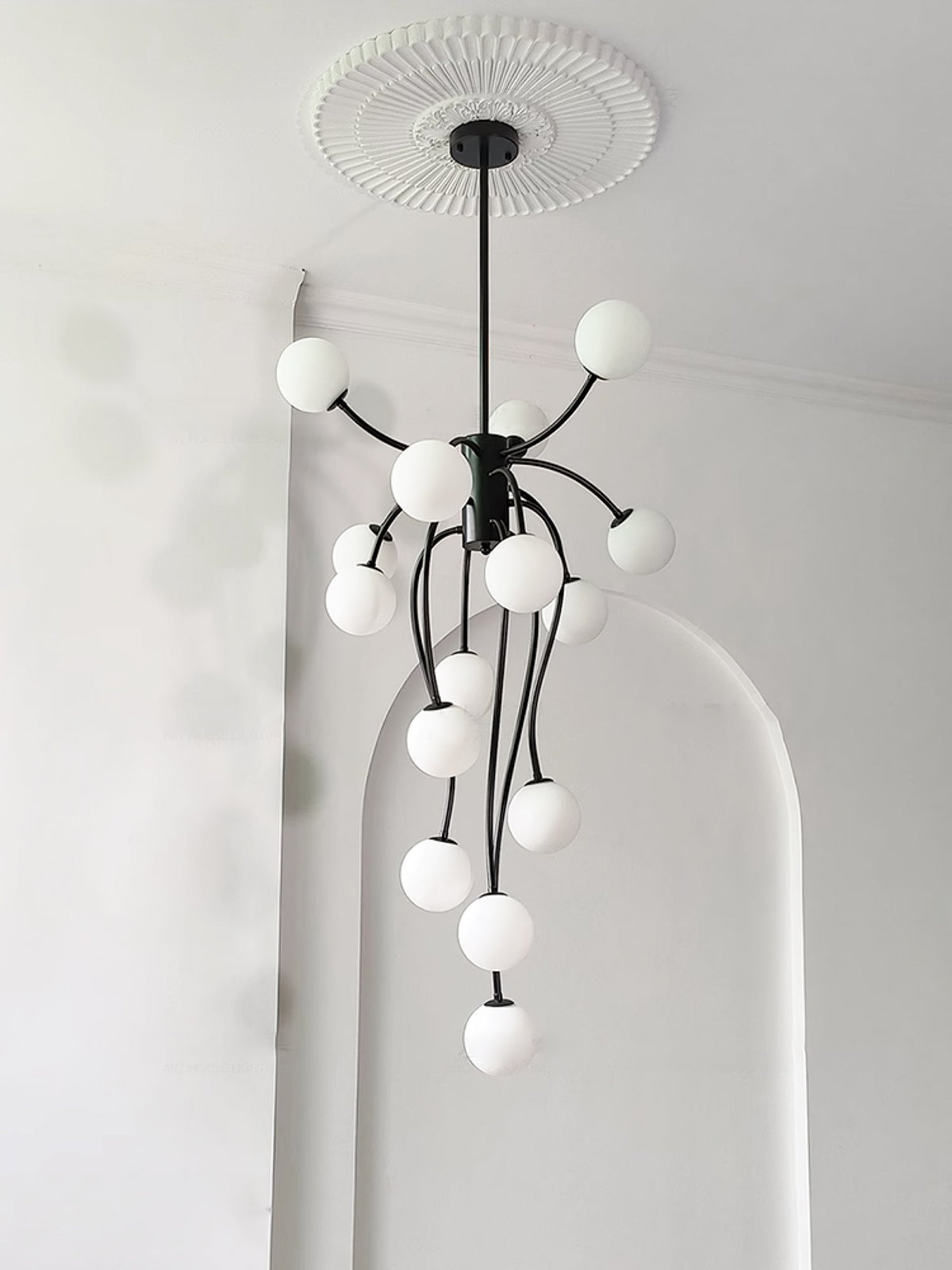 Caroline Modern Glass Chandelier with Gold or Black Metal Frame