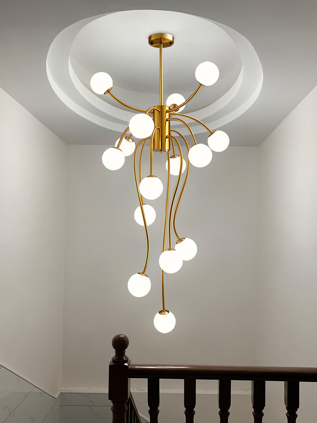 Caroline Modern Glass Chandelier with Gold or Black Metal Frame