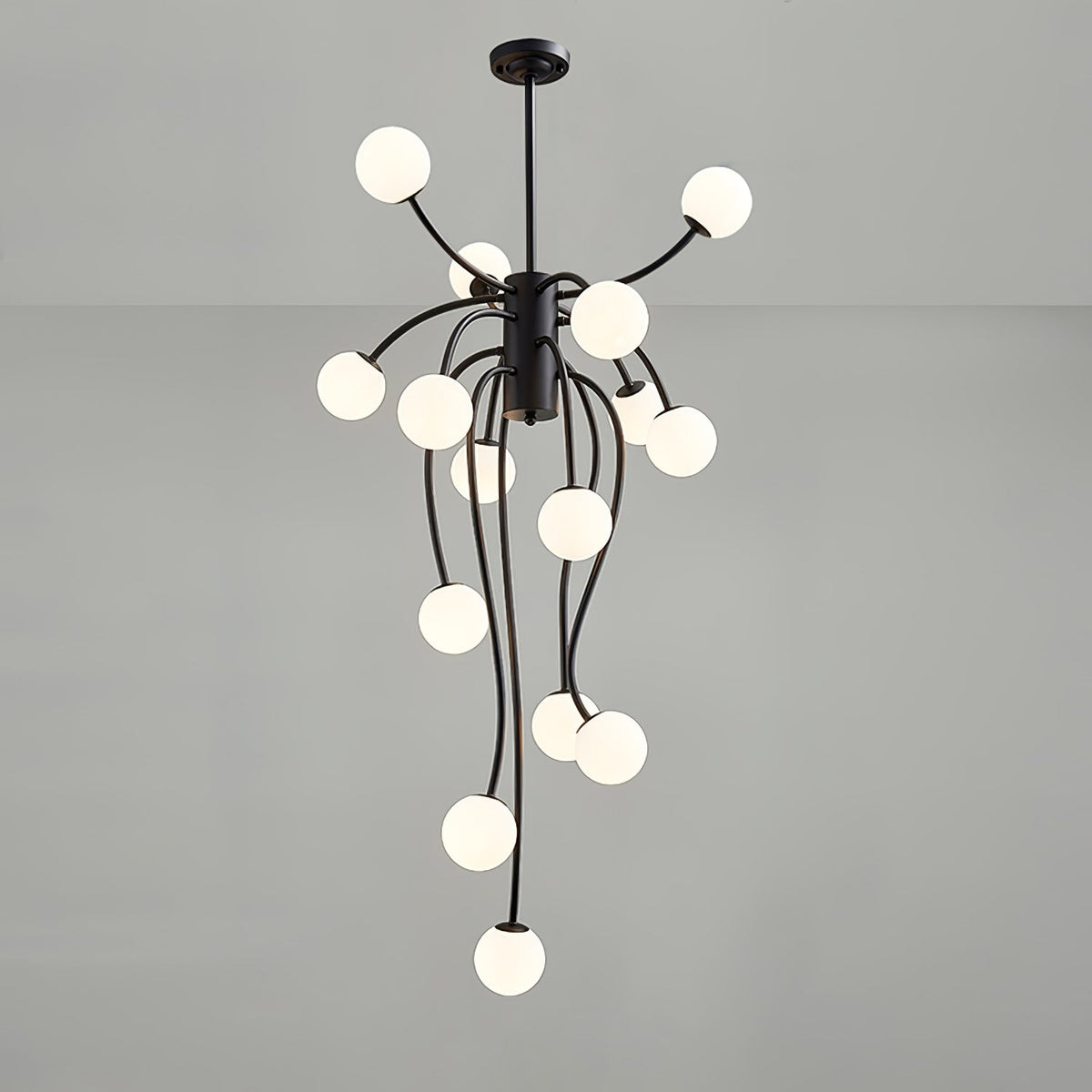 Caroline Modern Glass Chandelier with Gold or Black Metal Frame