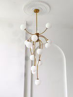 Caroline Modern Glass Chandelier with Gold or Black Metal Frame