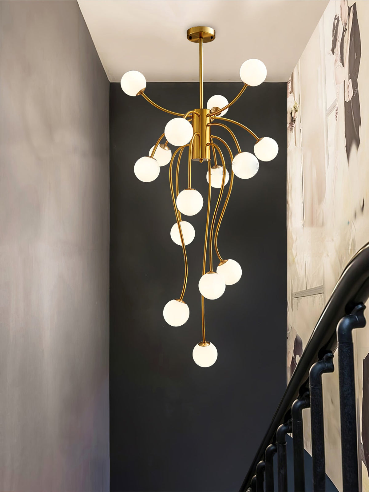 Caroline Modern Glass Chandelier with Gold or Black Metal Frame