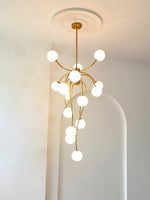 Caroline Modern Glass Chandelier with Gold or Black Metal Frame