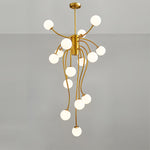 Caroline Modern Glass Chandelier with Gold or Black Metal Frame