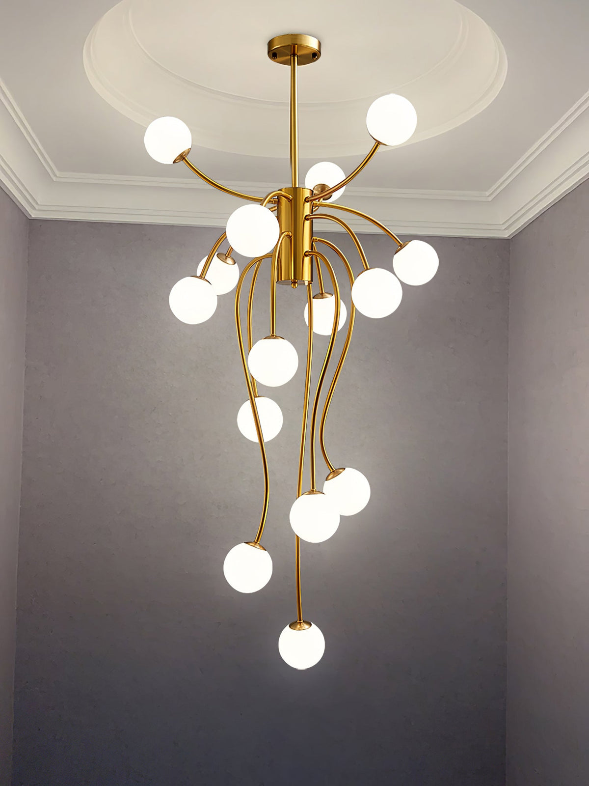 Caroline Modern Glass Chandelier with Gold or Black Metal Frame