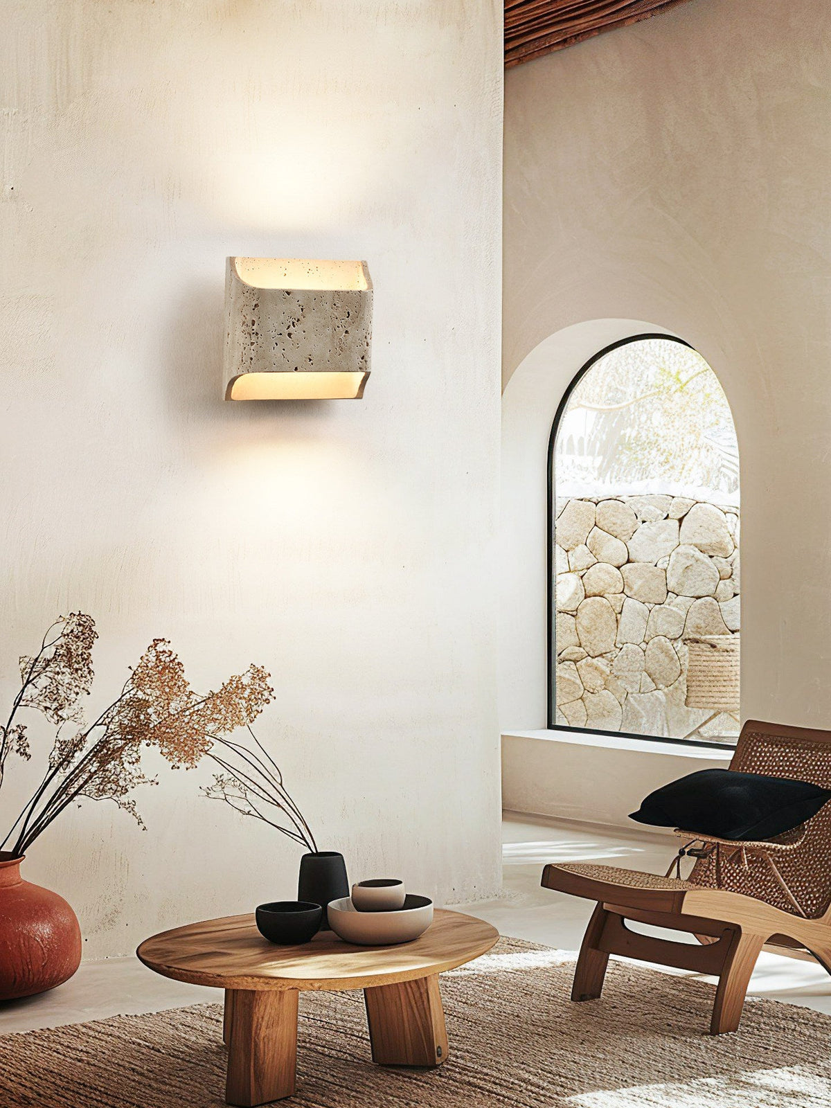 Carra Glow Block Wall Light in Yellow Travertine