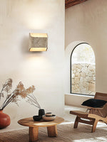 Carra Glow Block Wall Light in Yellow Travertine