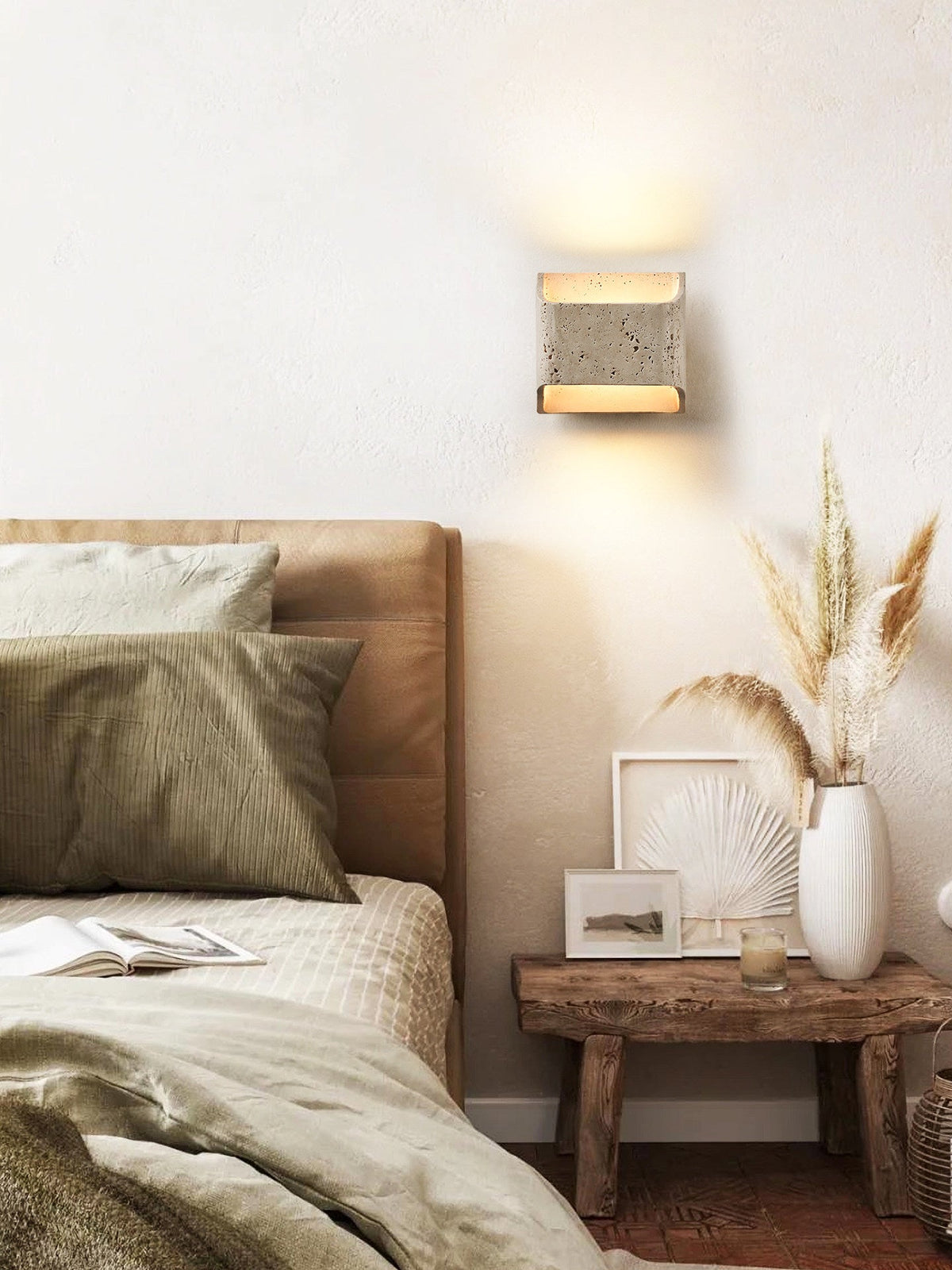 Carra Glow Block Wall Light in Yellow Travertine