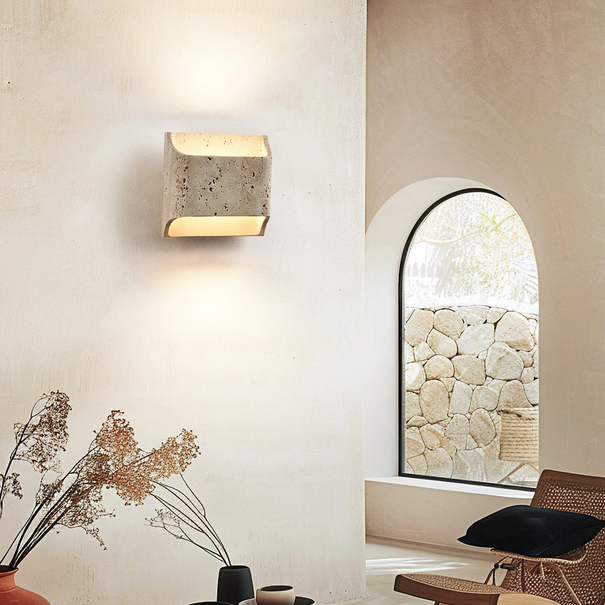 Carra Glow Block Wall Light in Yellow Travertine