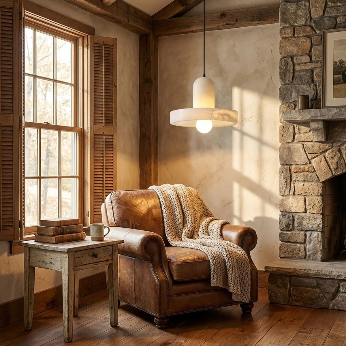 Carrara Alabaster Pendant Light – Modern Minimalist Ceiling Lamp