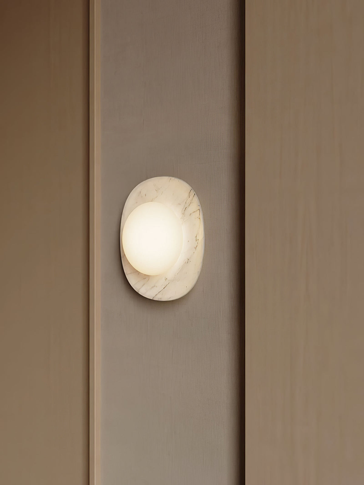 Carrara Cusp Marble Wall Sconce with Opal Glass Sphere