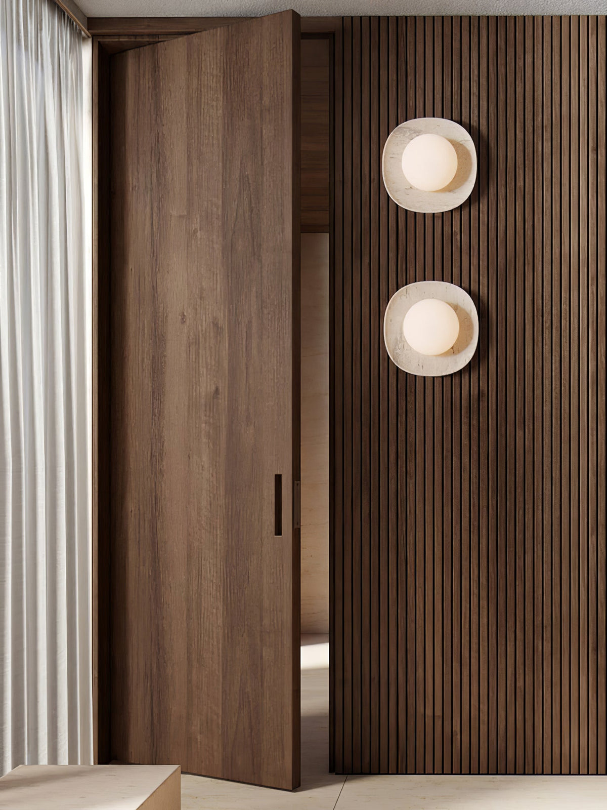 Carrara Cusp Marble Wall Sconce with Opal Glass Sphere